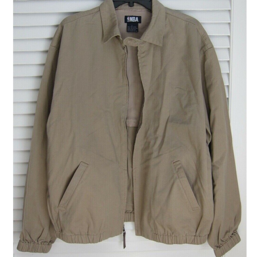 Vintage 90's Y2K NBA Coaches Jacket in Khaki Cotton sz L